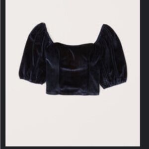 Abercrombie Stretch Velvet Puff Sleeve Squareneck Top